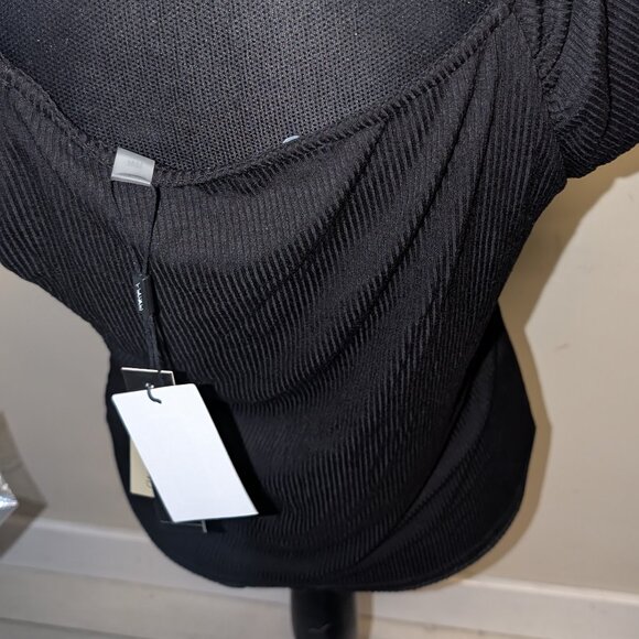 NWT Tahari Black Ribbed Womens Top viscose with stretch Size M - Picture 2 of 4